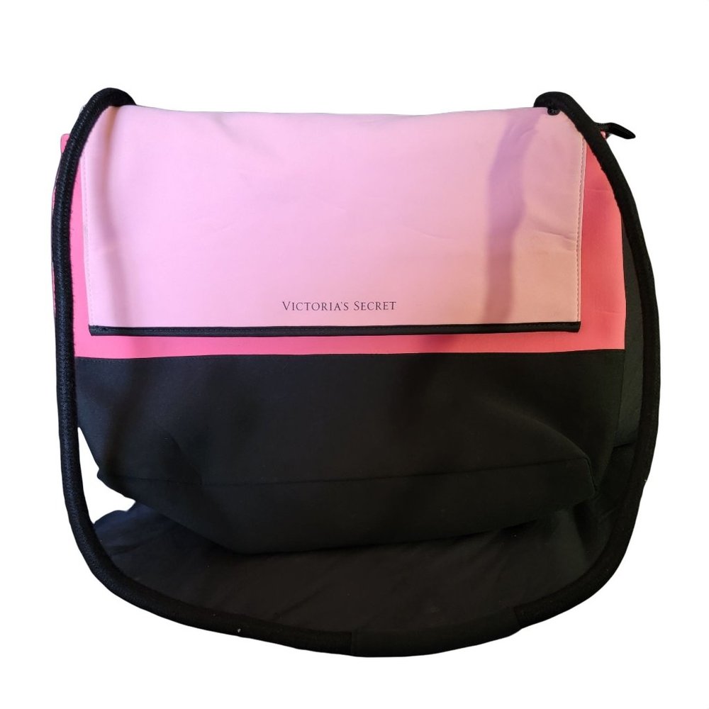 Victorias Secret Pink Black Neoprene Insulated Cooler Tote Picnic Beach Bag